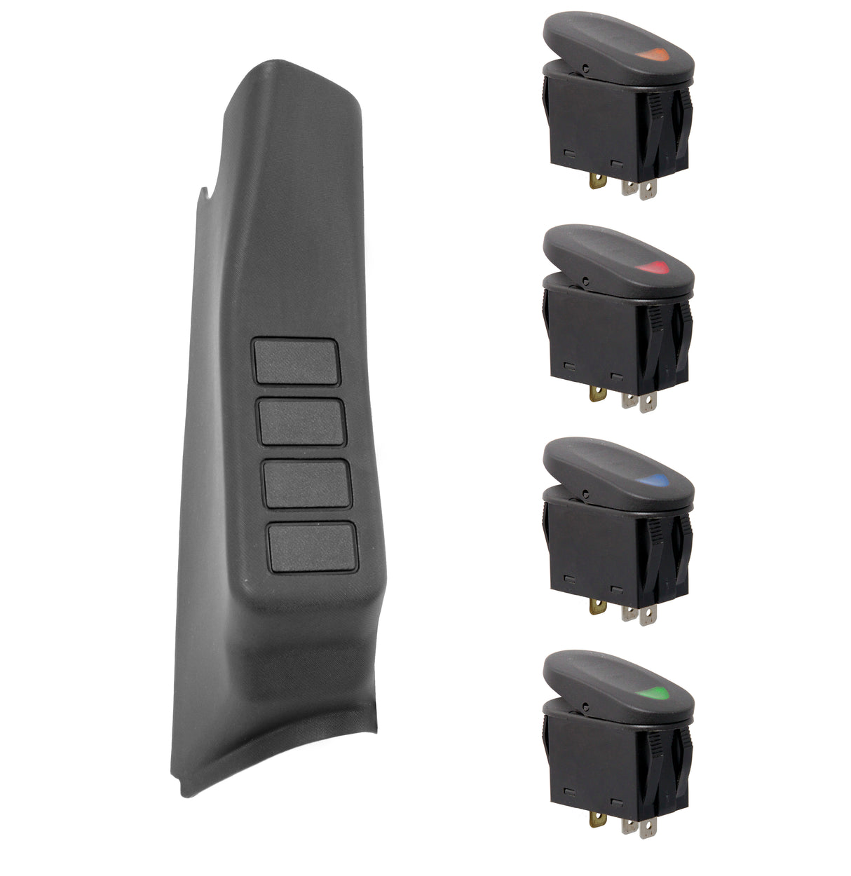 Rugged Ridge - A-Pillar 4 Switch Pod Kit, Black, RHD; 11-16 Jeep Wrangler JK - 17235.97