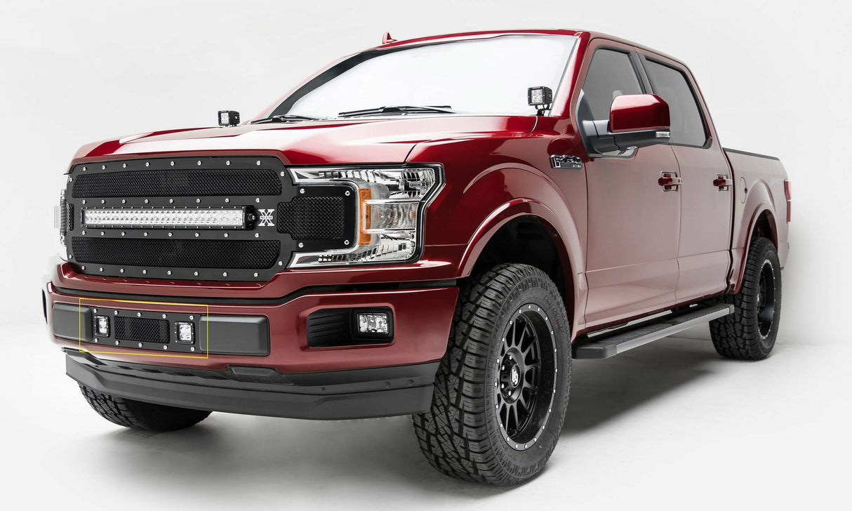 T-Rex Grilles - 1 Pc Small Mesh Mild Steel Torch Bumper Grille Replacement - Includes Universal Wiring Harness - 6325791