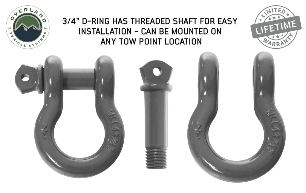 Overland Vehicle Systems - Recovery Shackle 3/4 Inch 4.75 Ton - Gray Universal - 19019903