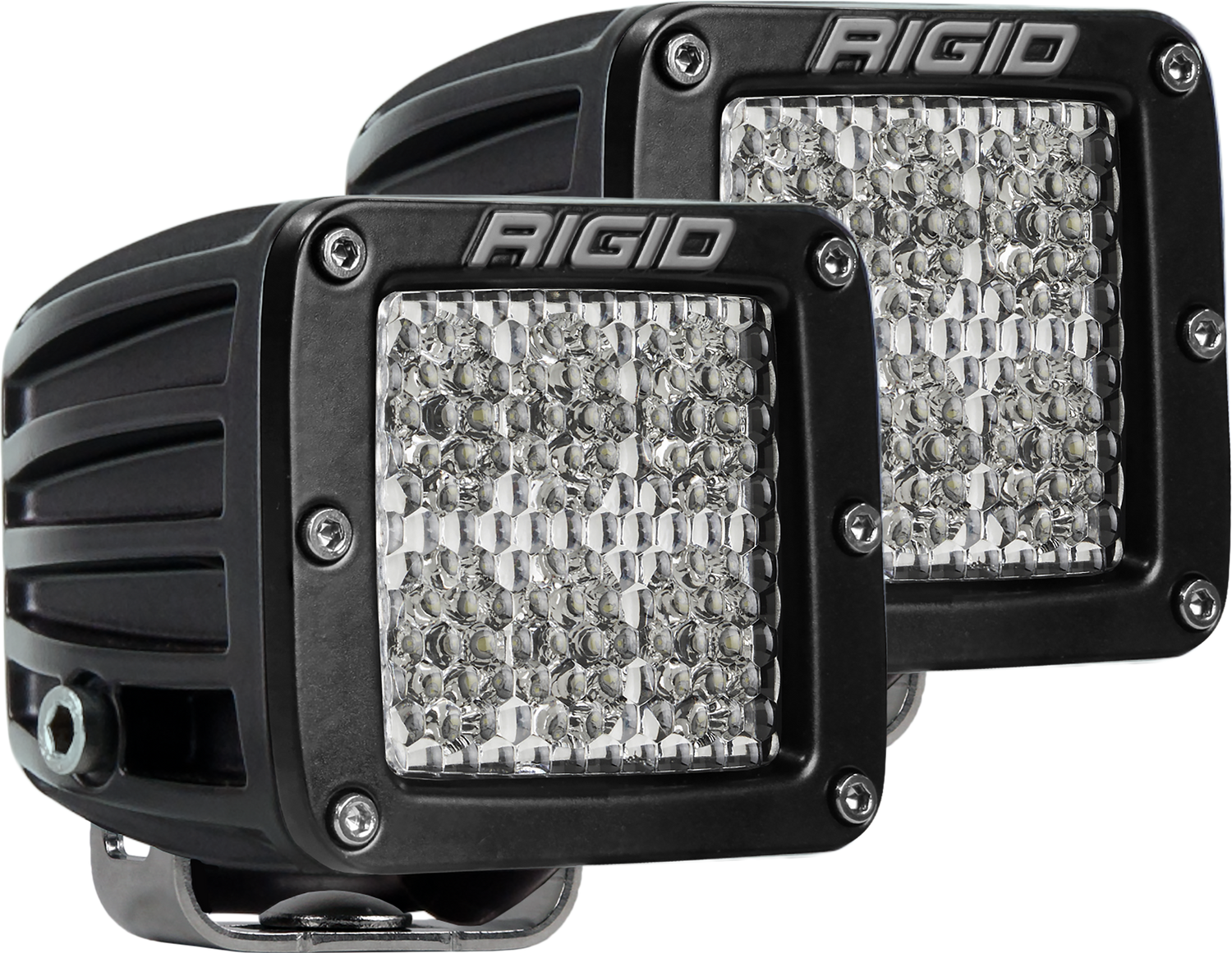 RIGID D-Series PRO LED Light, Flood Diffused, Surface Mount, Black Housing, Pair