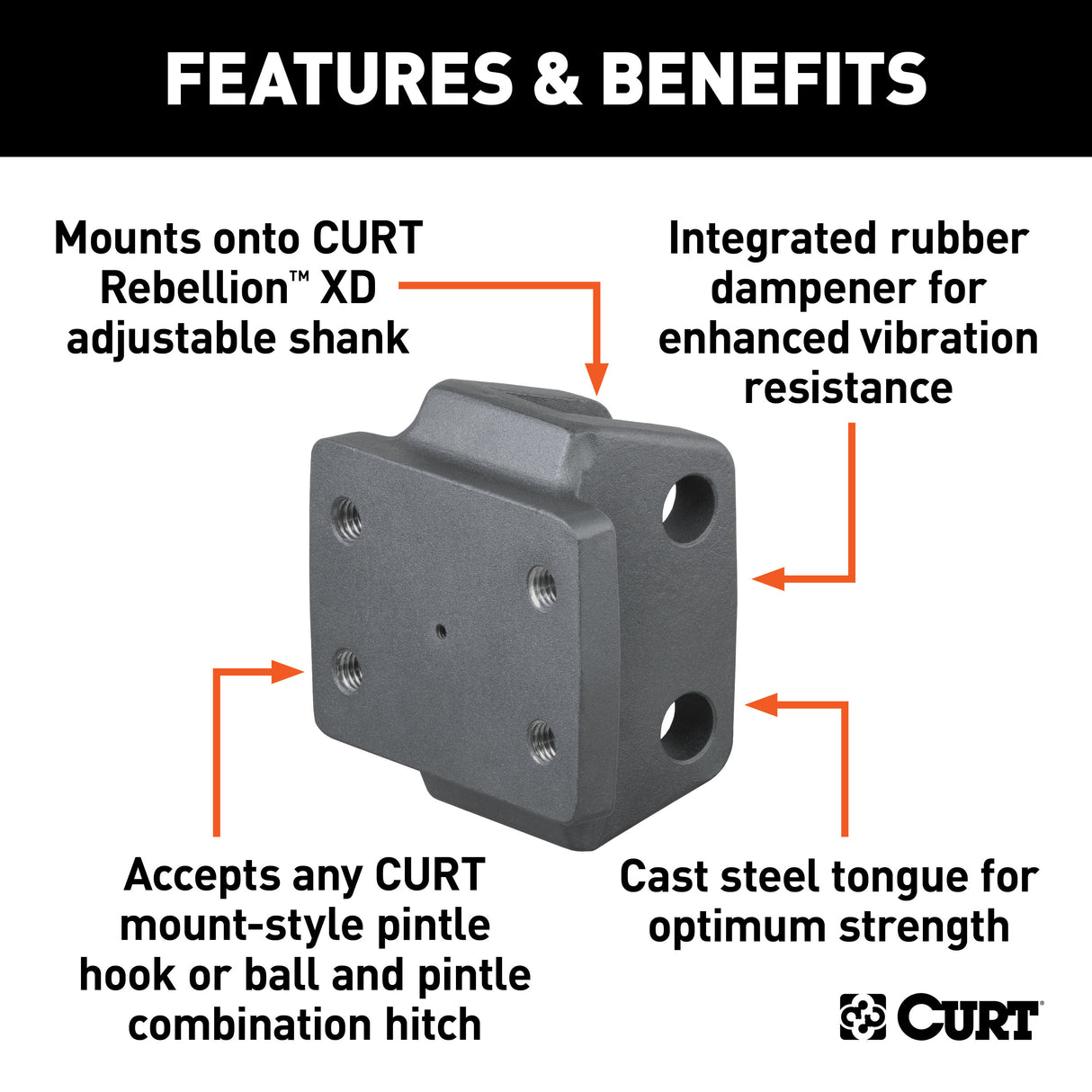 Curt - Rebellion XD Pintle Mount Attachment - 45950