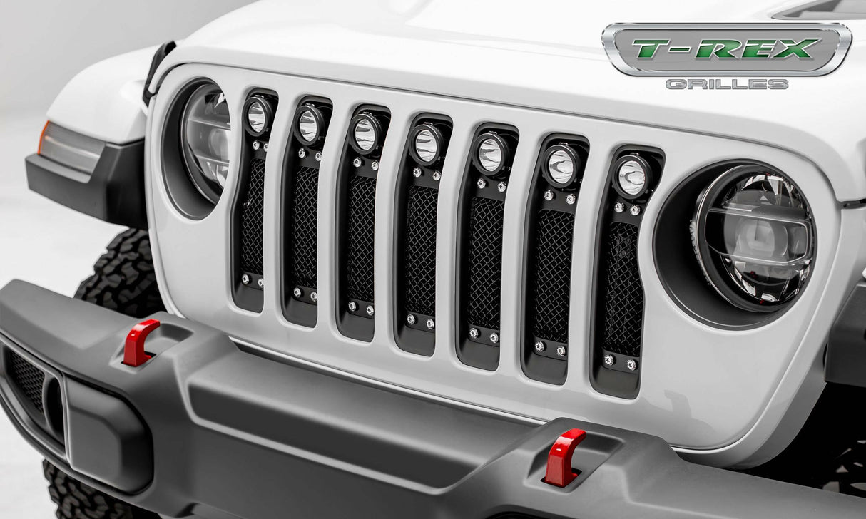 T-Rex Grilles - 1 Pc Small Mesh Mild Steel Torch Grille Insert - Total Light Output 6300 Lm, Includes Universal Wiring Harness - 6314931