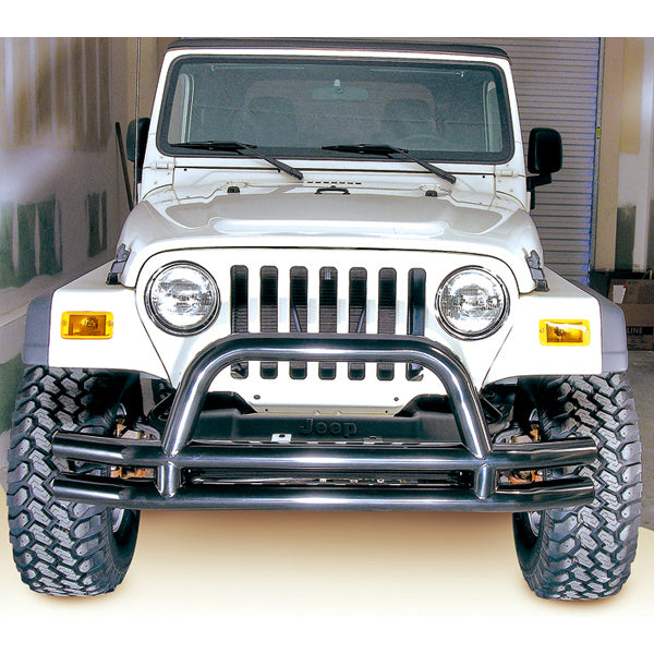Rugged Ridge - Double Tube Front Bumper w/ Hoop, 3 Inch; 76-06 Jeep CJ/Wrangler YJ/TJ - 11560.01