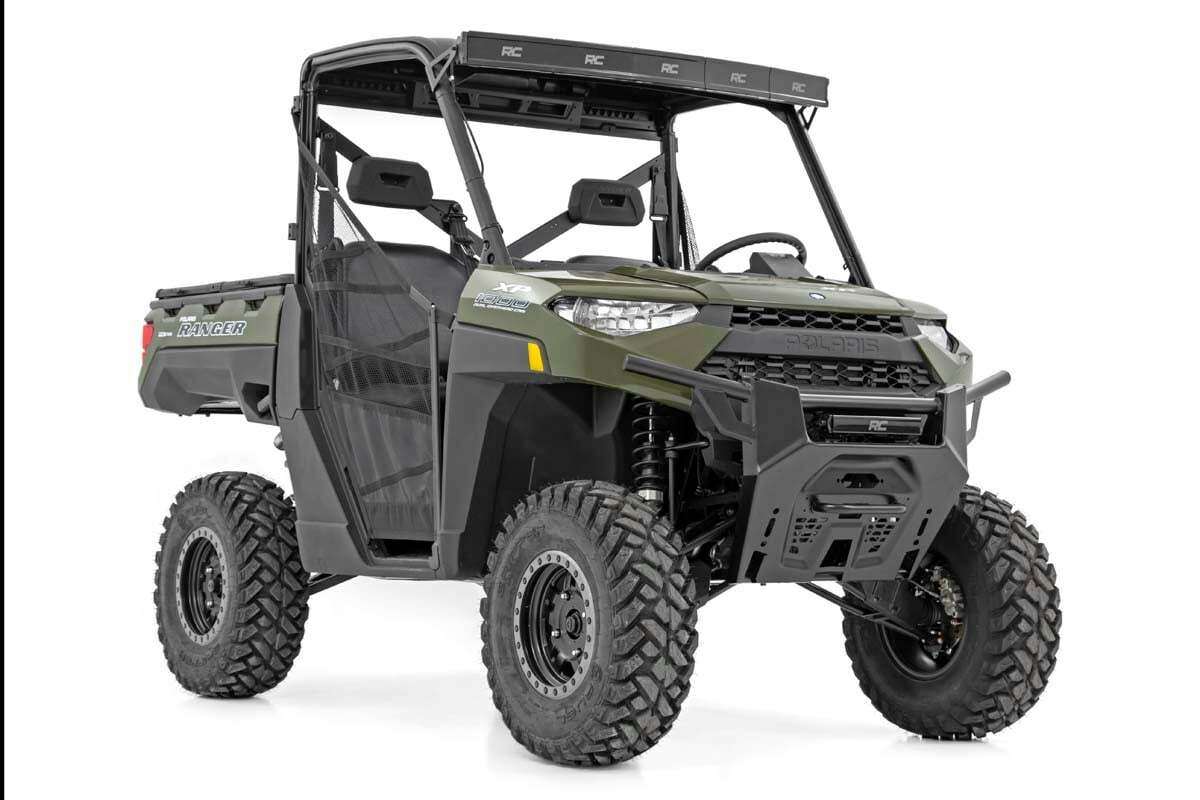 Rough Country - LED Light - Bumper Mount - 12" Black Single Row - White DRL - Polaris Ranger XP 1000 1000 Crew - 93027