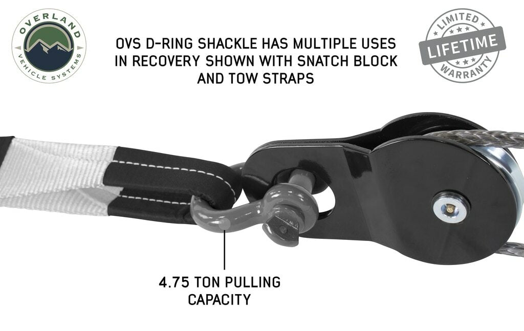 Overland Vehicle Systems - Recovery Shackle 3/4 Inch 4.75 Ton - Gray Universal - 19019903