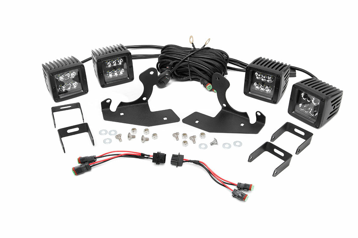 Rough Country - LED Light Kit - Fog Mount - Dual 2" Black Pair - Chevy Silverado 2500 HD 3500 HD (11-14) - 70628