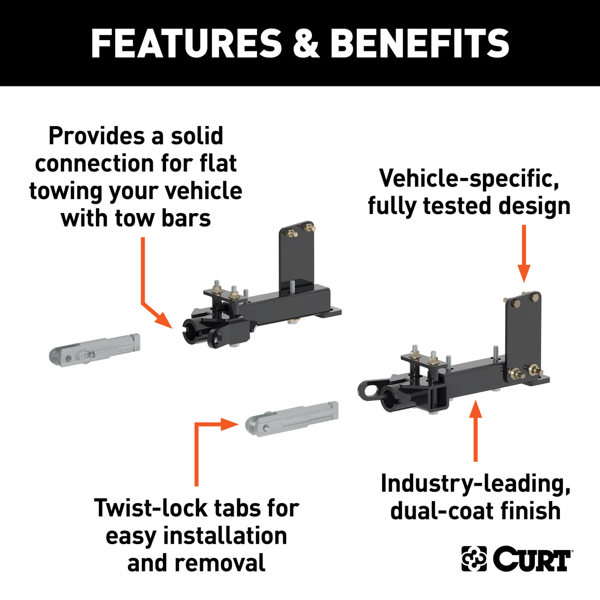 Curt - Custom Tow Bar Base Plate, Select Dodge Durango, Jeep Grand Cherokee - 70101