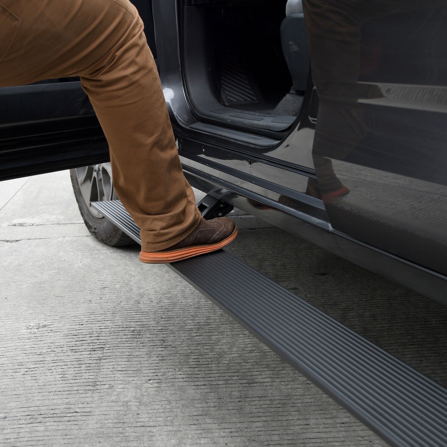 Go Rhino 20417680PC - E1 Electric Running Boards With Mounting Brackets - Textured Black