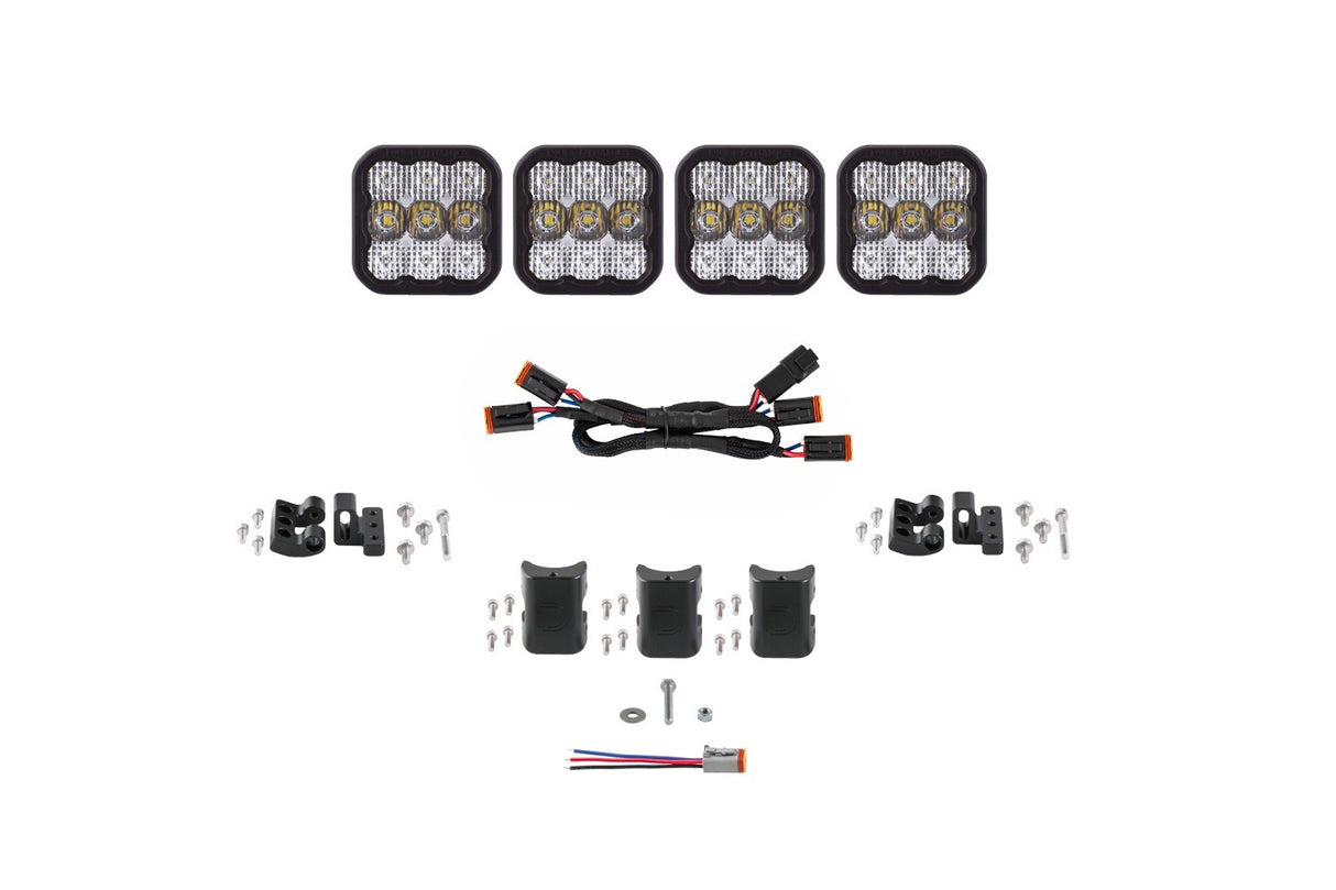 Diode Dynamics - SS5 Pro Universal CrossLink 4-Pod Lightbar White Combo - DD7240