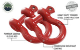 Overland Vehicle Systems - 19010204 Recovery Shackle 3/4 Inch 4.75 Ton Red - Sold In Pairs - 19010204