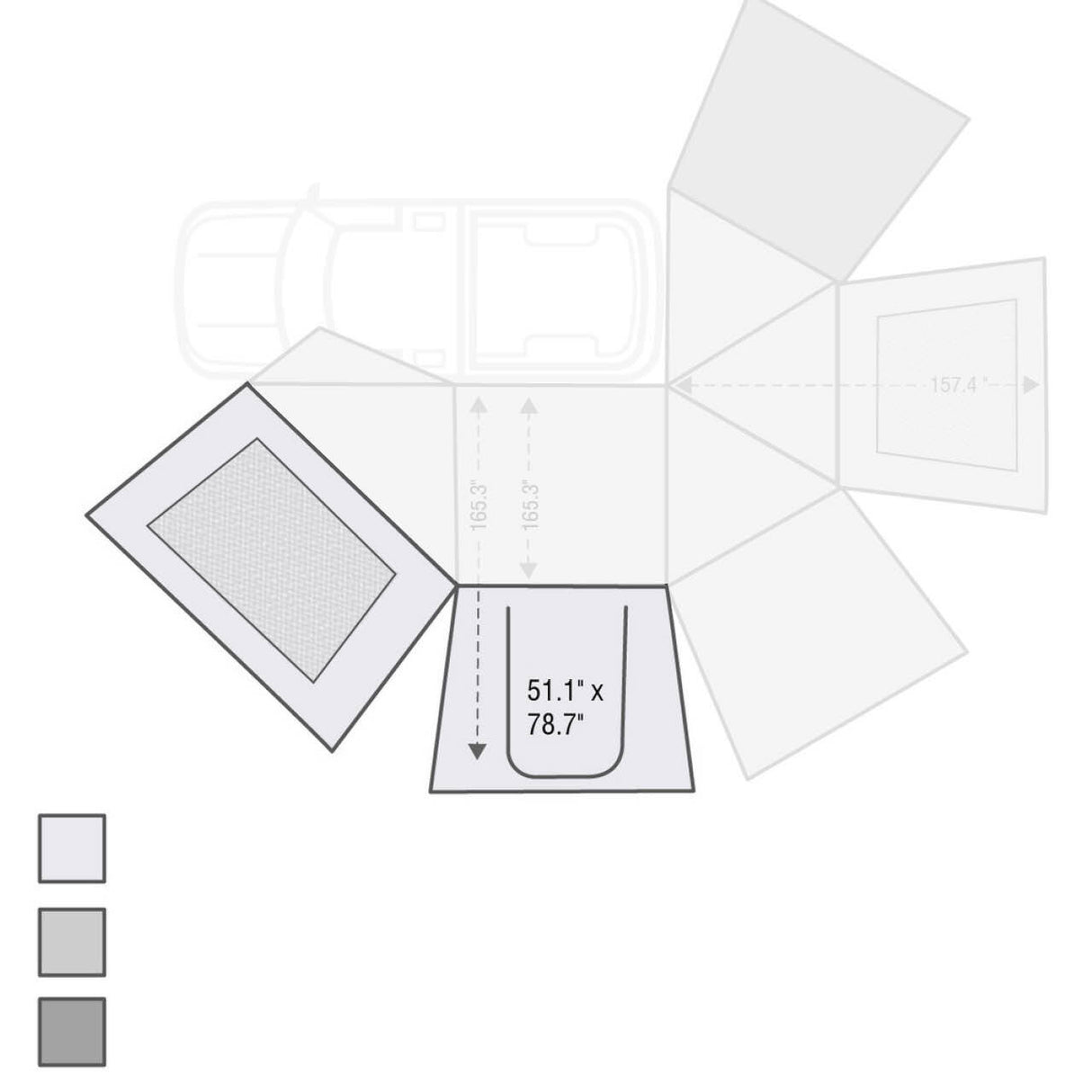 Overland Vehicle Systems - Nomadic Awning 270 for Driver Side Wall 1 270 Awning Wall 1 - 18099910