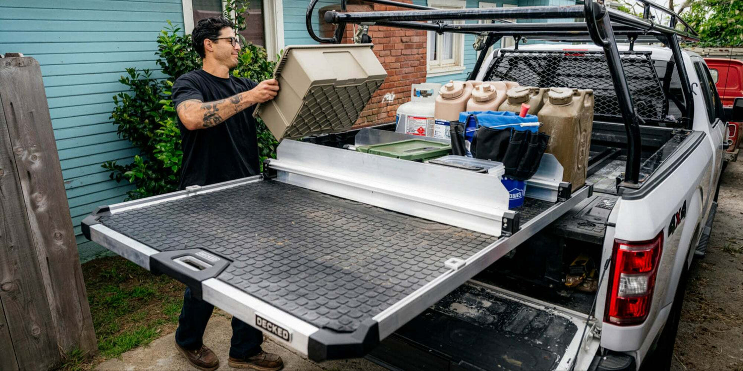 Decked - Tray Divider for 48" wide CargoGlide 2.0 - one (1) Tray Divider, one (1) Cross Bar, one (1) footer kit, one (1) hardware kit - C0060-DIV48-ALM