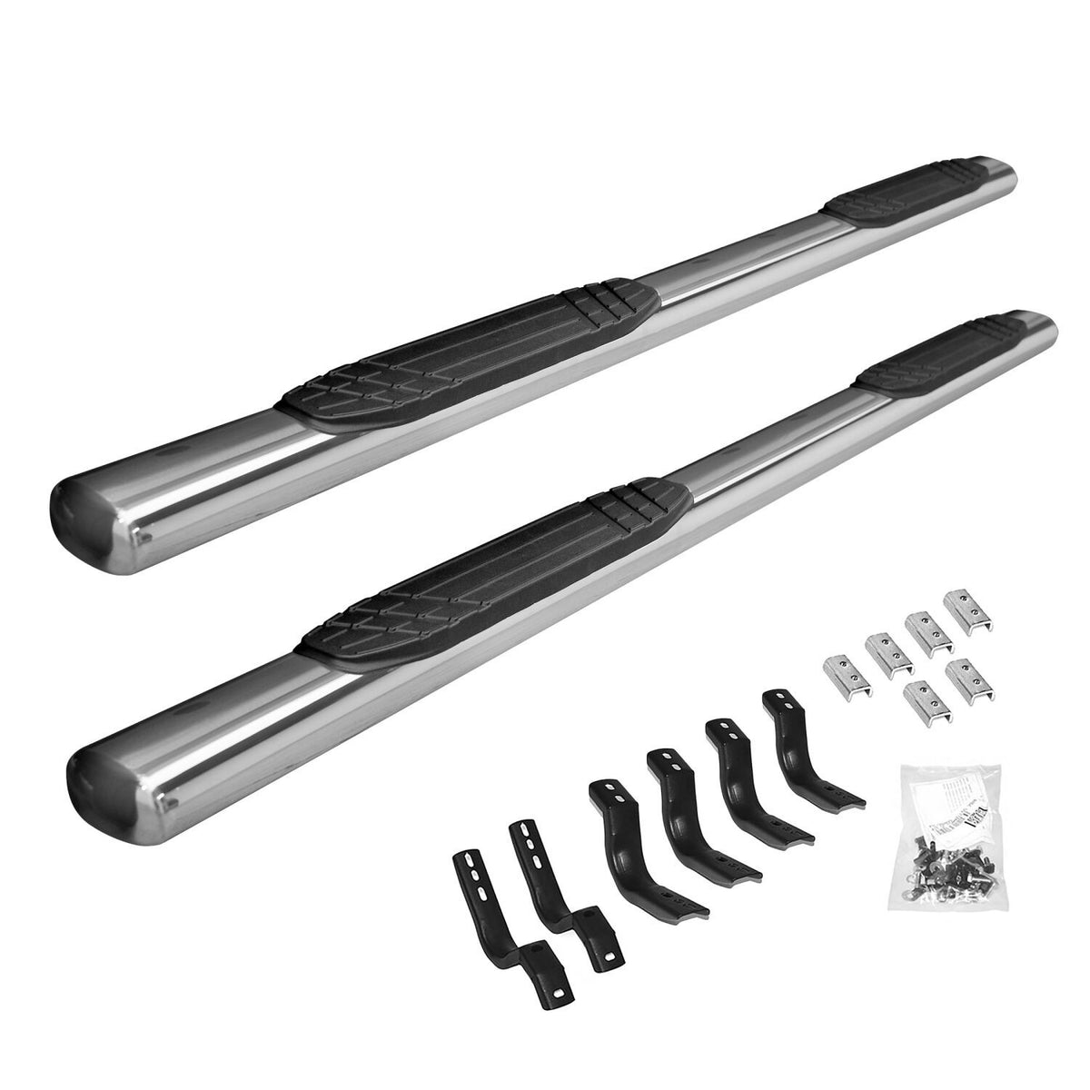 Go Rhino 684404080PS - 4" OE Xtreme Side Steps with Mounting Brackets Kit - Polished Stainless Steel