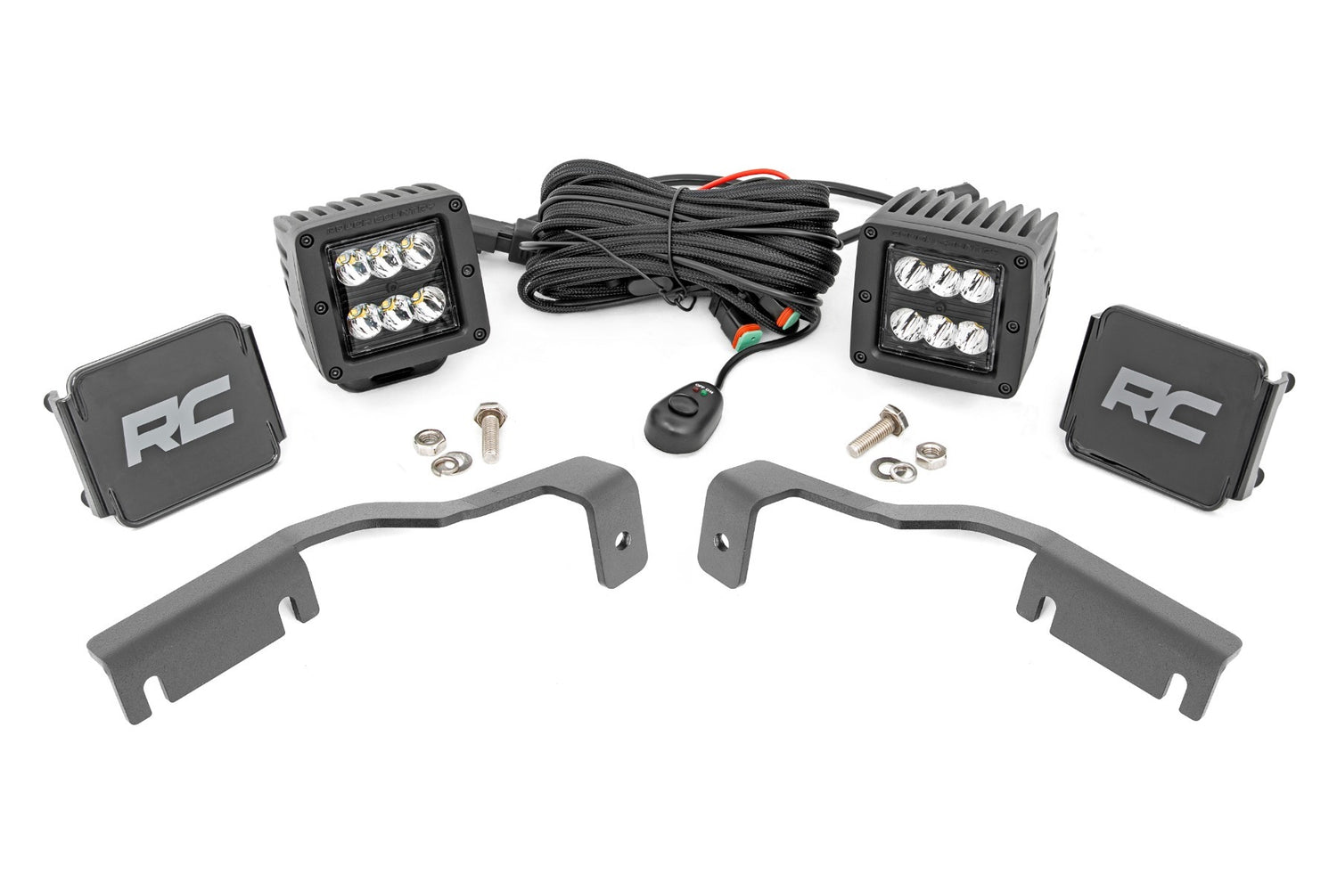 Rough Country - LED Light Kit - Ditch Mount - 2" Black Pair - Spot - Nissan Frontier (22-23) - 71064