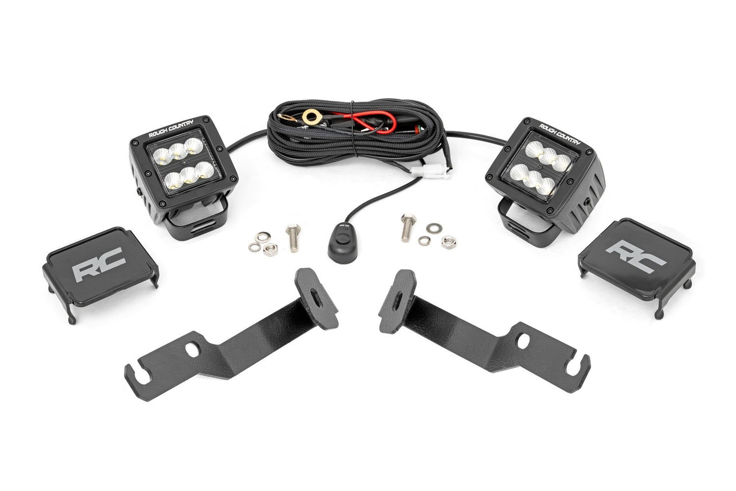 Rough Country - LED Light Kit - Ditch Mount - 2" Black Pair - Flood - Toyota Tacoma (05-15) - 71088