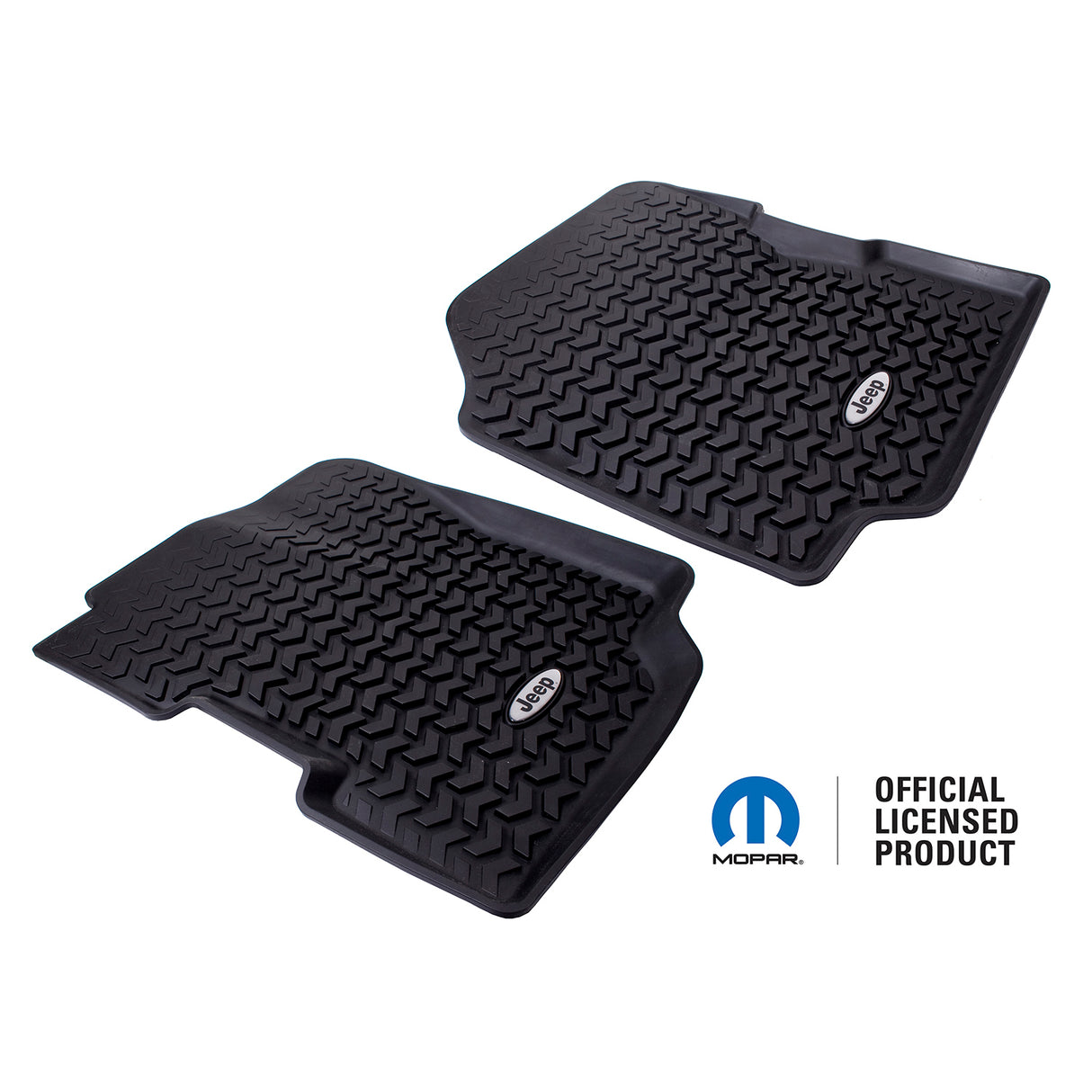 Rugged Ridge - Floor Liners, Front, Black, Jeep Logo; 76-95 Jeep CJ7/CJ8/Wrangler YJ - DMC-12920.22