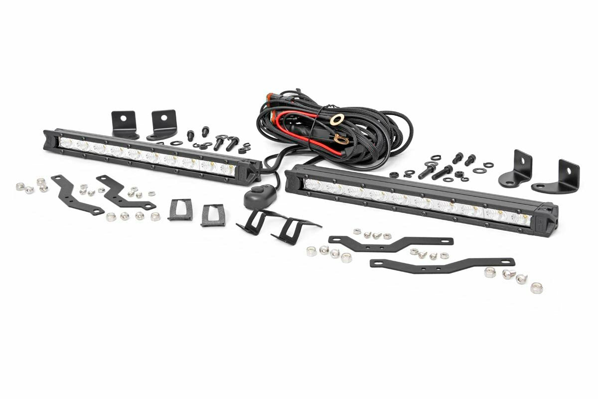 Rough Country - LED Light Kit - Grille Mount - 10" Chrome Slimline Pair - Ford F-150 (18-20) - 70809