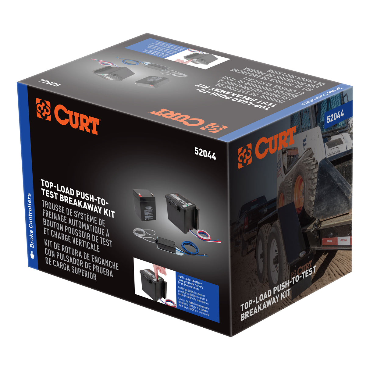 Curt - Push-to-Test Breakaway Kit with Top-Load Battery - 52044