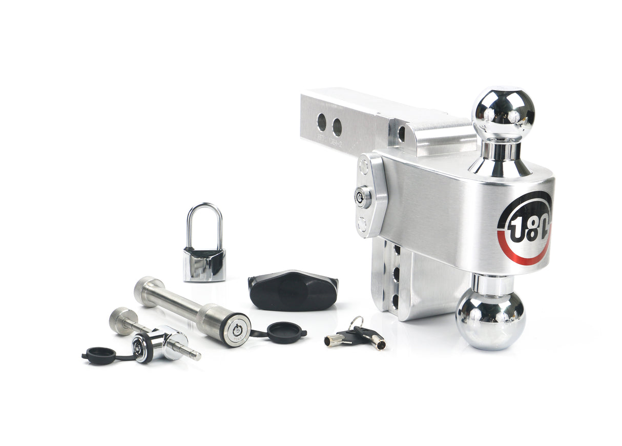 180 Hitch Chrome Ball 4" Drop Hitch with 2" Shank Keyed Alike WS05, WS11, WS12 Included - CTB4-2-SET
