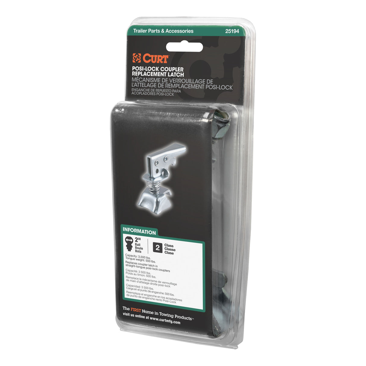 Curt - Replacement 2" Posi-Lock Coupler Latch for Straight-Tongue Couplers - 25194