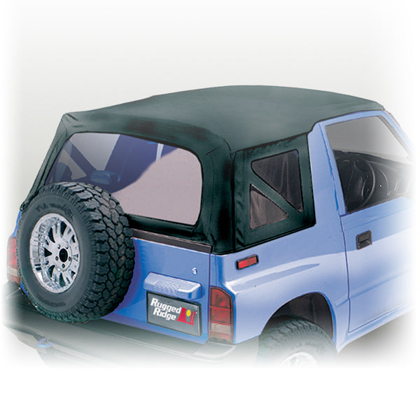 Rugged Ridge - Rugged Ridge 53702.15 Soft Top, Black Denim, Clear Windows; 88-94 Suzuki Sidekicks - 53702.15