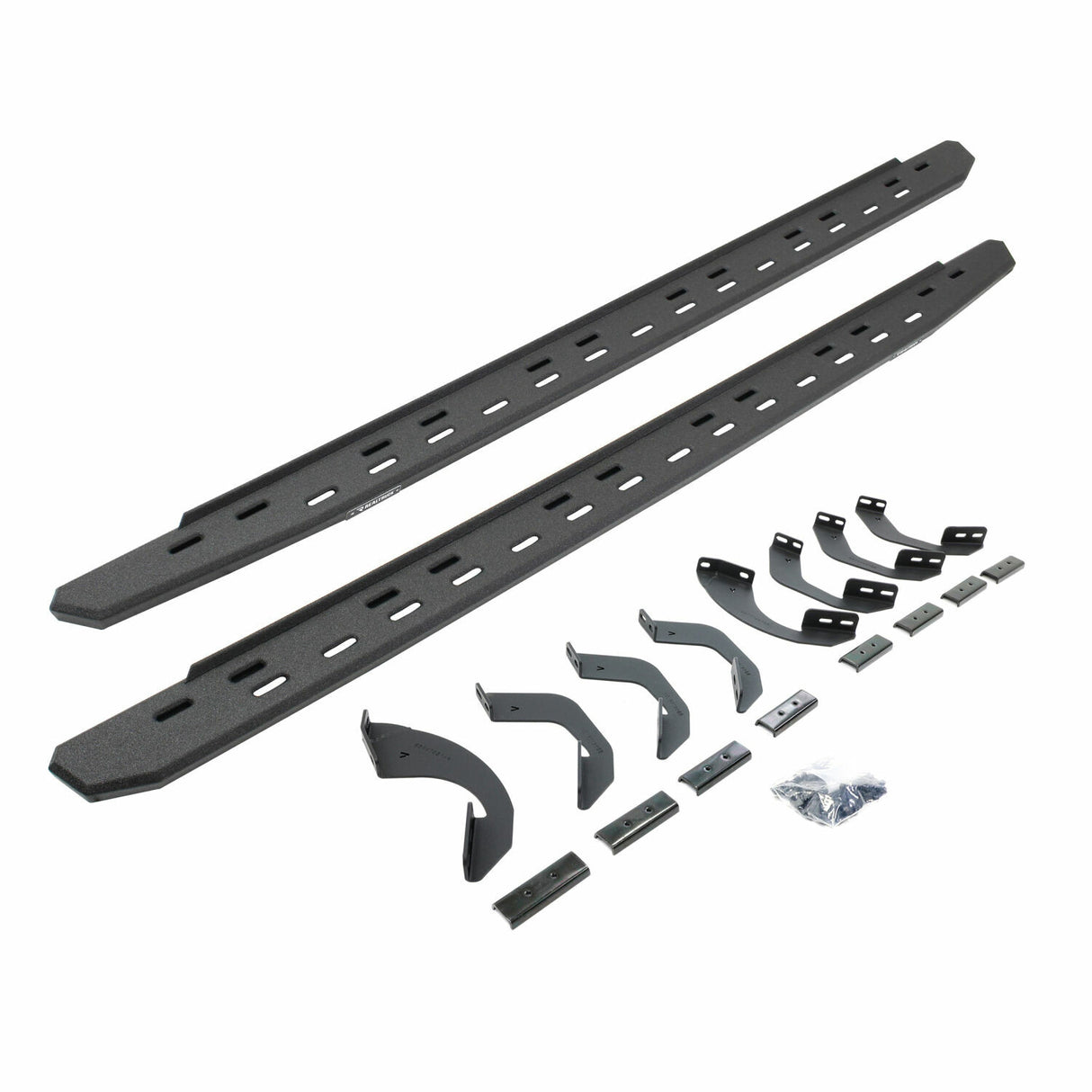 Go Rhino 69643687ST - RB30 Slim Line Running Boards with Mounting Bracket Kit - Protective Bedliner Coating