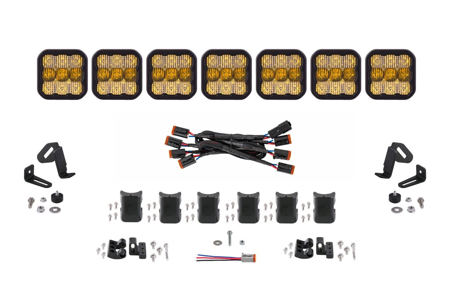 Diode Dynamics - SS5 Sport Universal CrossLink 7-Pod Lightbar Yellow Combo - DD6801