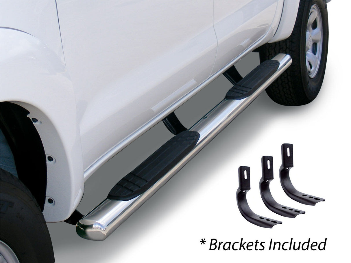 Go Rhino 684435187PS - 4" OE Xtreme SideSteps With Mounting Bracket Kit - Polished Stainless Steel