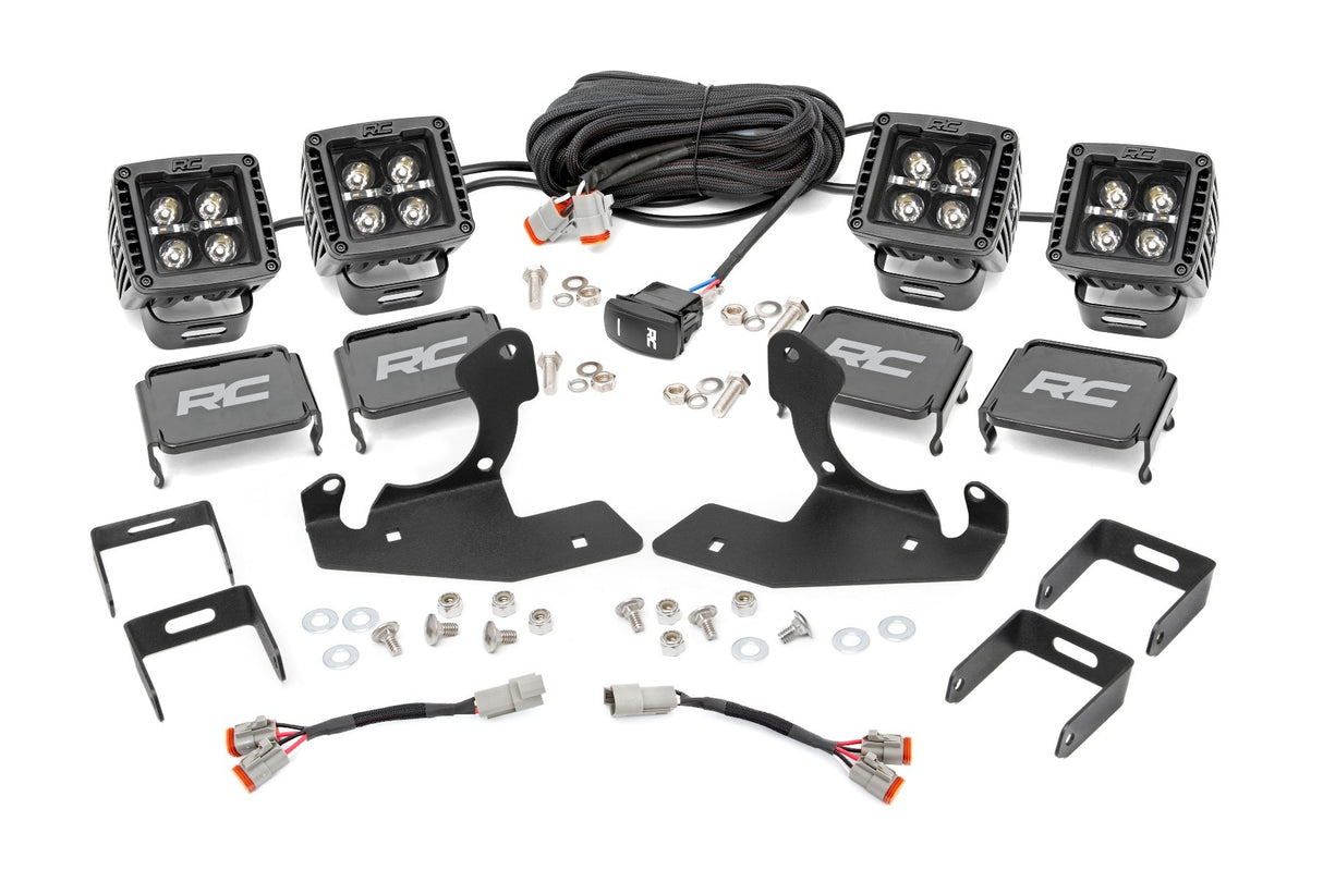 Rough Country - Chevrolet LED Fog Light Kit - Black Series w Amber DRL (07-13 Silverado 1500) - 70762DRLA
