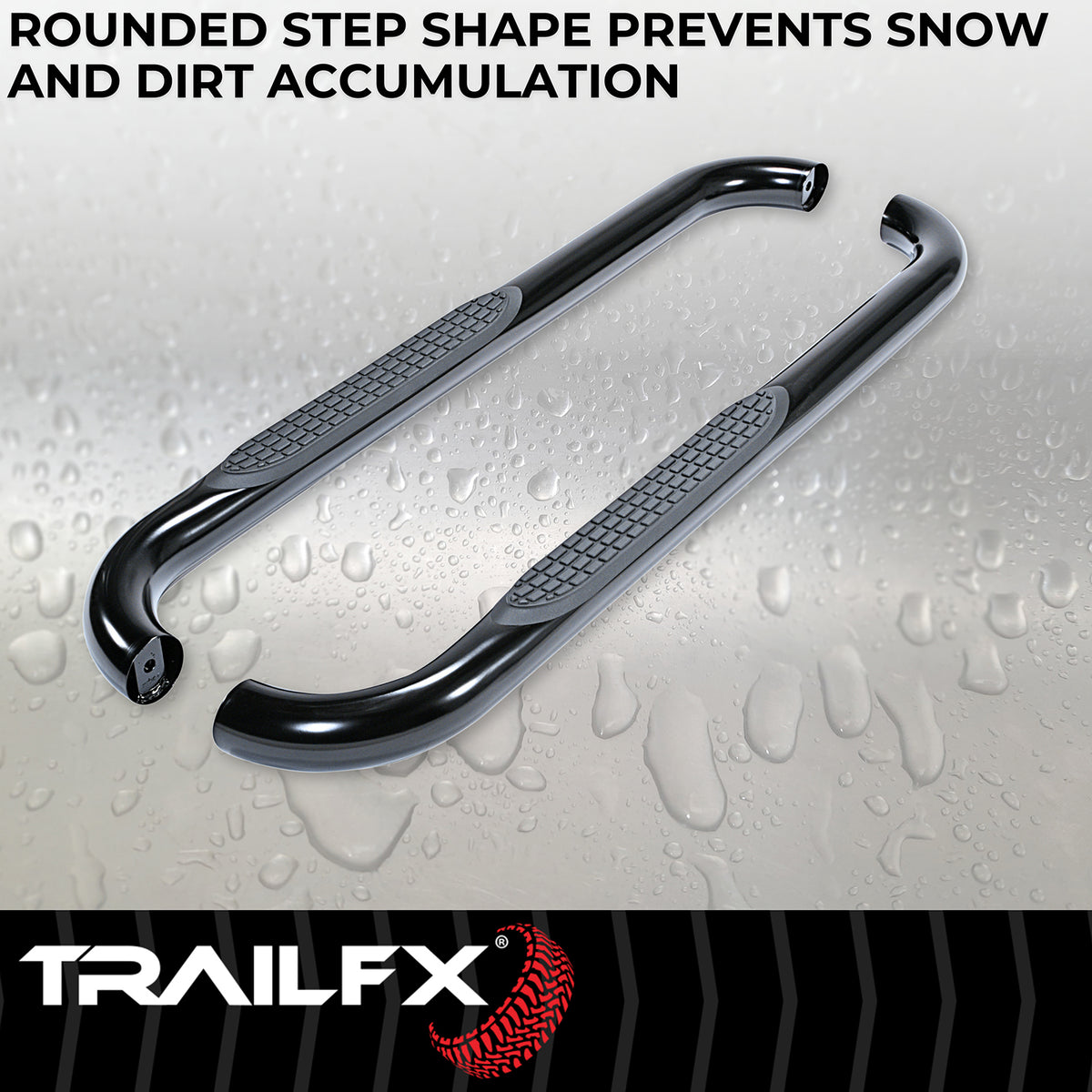 TrailFx - 3" Round Step Bar For GM Silverado/Sierra Standard- Black (A0032B)