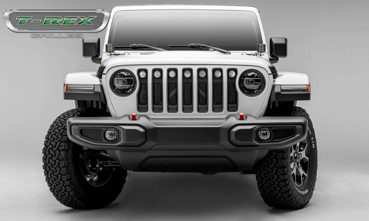T-Rex Grilles - 1 Pc Small Mesh Mild Steel Torch Grille Insert - Total Light Output 6300 Lm, Includes Universal Wiring Harness - 6314941