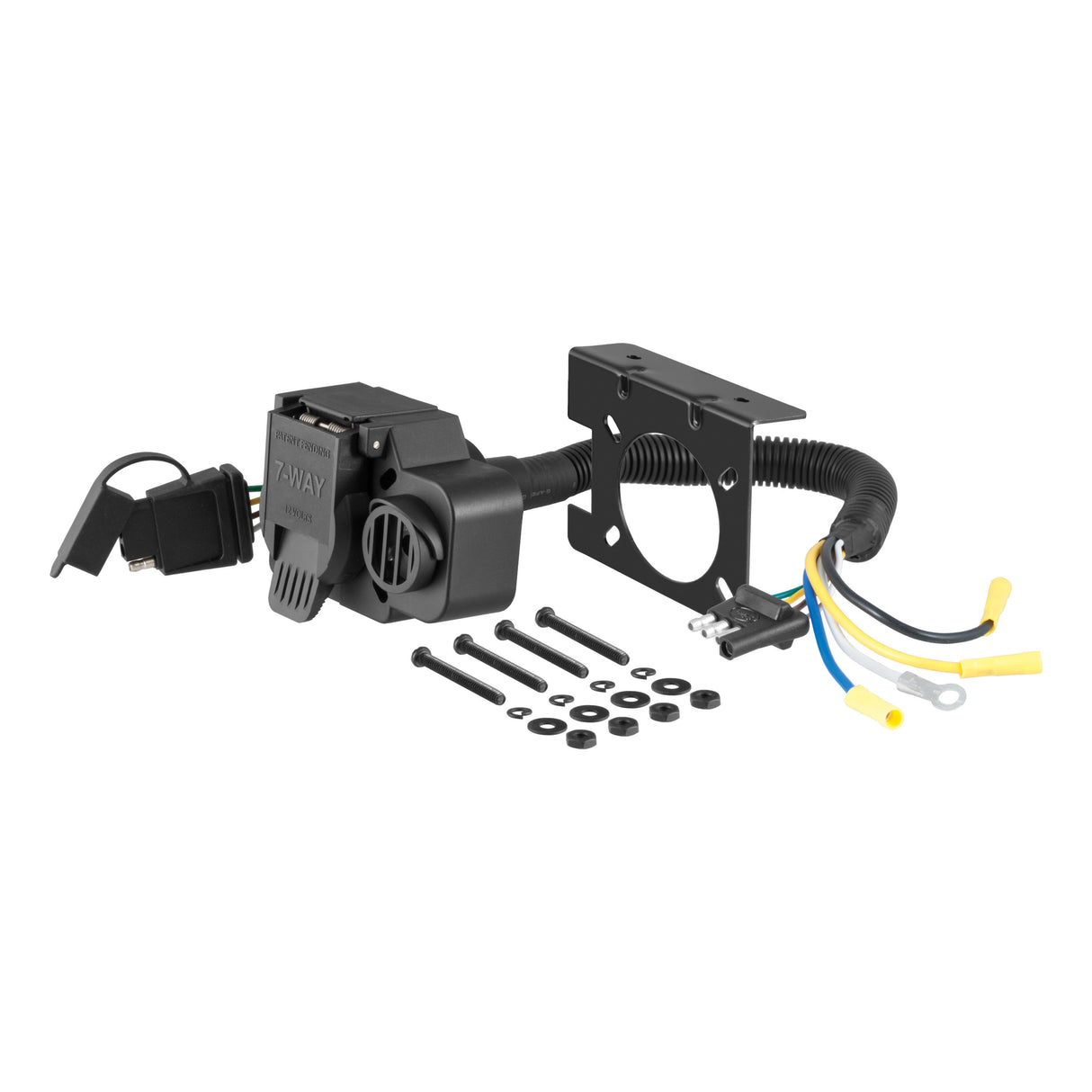 Curt - Dual-Output Adapter with Backup Alarm (4-Way Flat to 7-Way RV Blade Trailer) - 57102