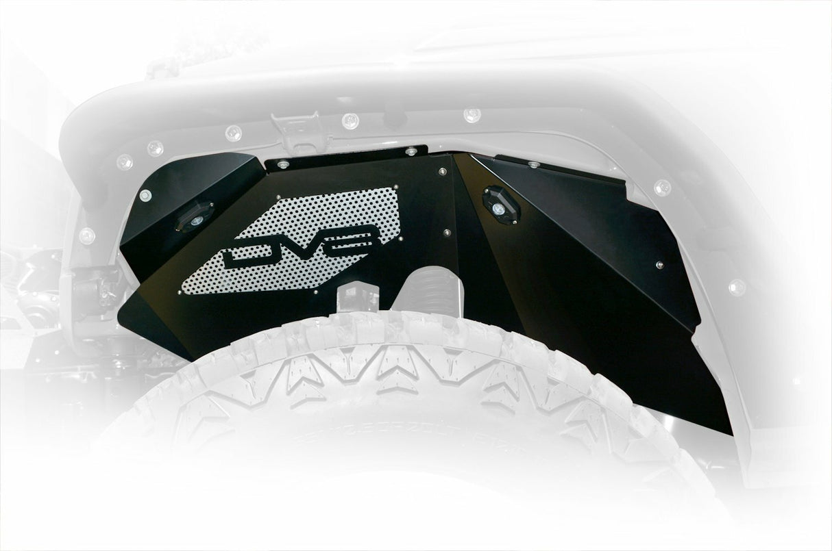 DV8 Offroad - Jeep JK Front Inner Fenders With Rock Lights Black - INFEND-01FBRL