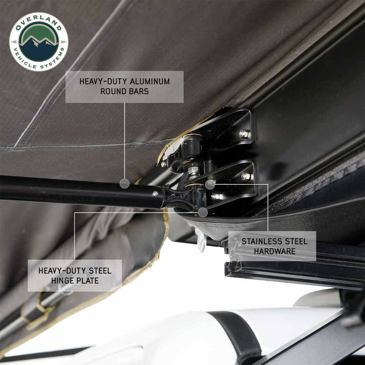 Overland Vehicle Systems - HD Nomadic 180 LTE - Awning, Grey Body, Green Trim and Black Travel Cover - 19609917
