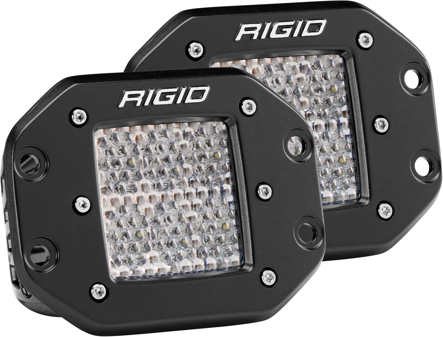 RIGID D-Series PRO LED Light, Drive Diffused, Flush Mount, Black Housing, Pair