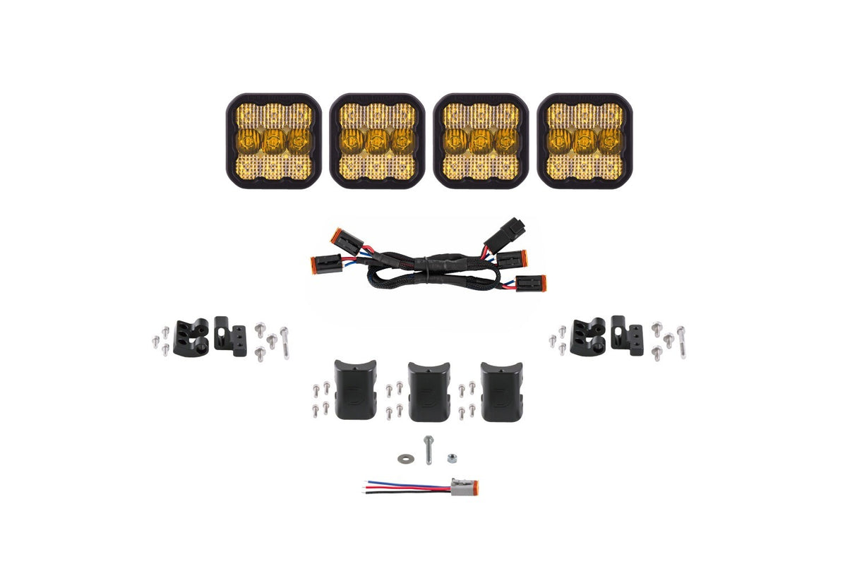 Diode Dynamics - SS5 Sport Universal CrossLink 4-Pod Lightbar Yellow Combo - DD6795