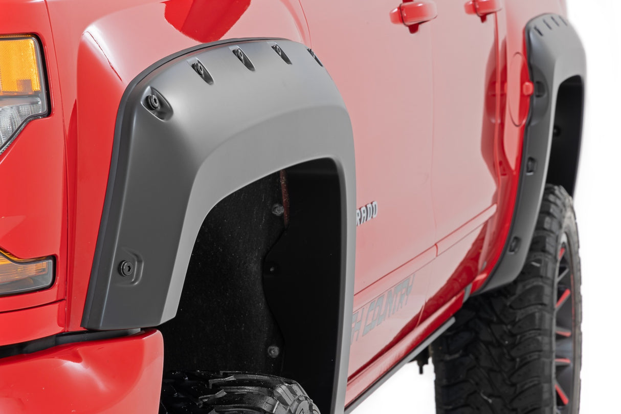 Rough Country - Pocket Fender Flares - 5'9 inch Bed - G7J Rainforest Green - Chevy Silverado 1500 (14-18 & Classic) - F-C11413A-G7J
