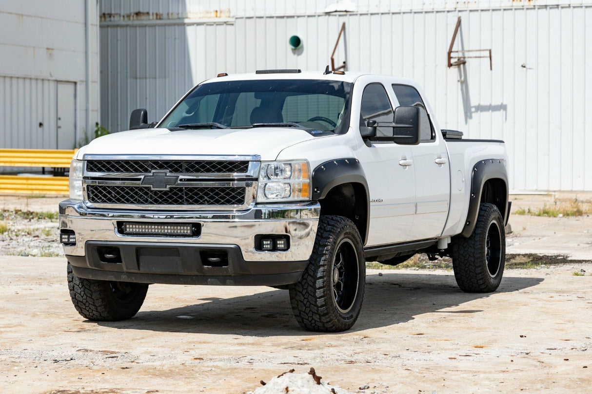 Rough Country - Pocket Fender Flares - 6'7 inch & 8' Bed - 46 Stealth Gray - Chevy Silverado 1500/2500HD/3500HD (07-14) - F-C10714B-46