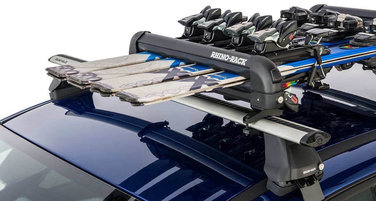 Rhino Rack - Roof Top Ski and Snowboard Carrier - 4 Skis or 2 Snowboards - 574
