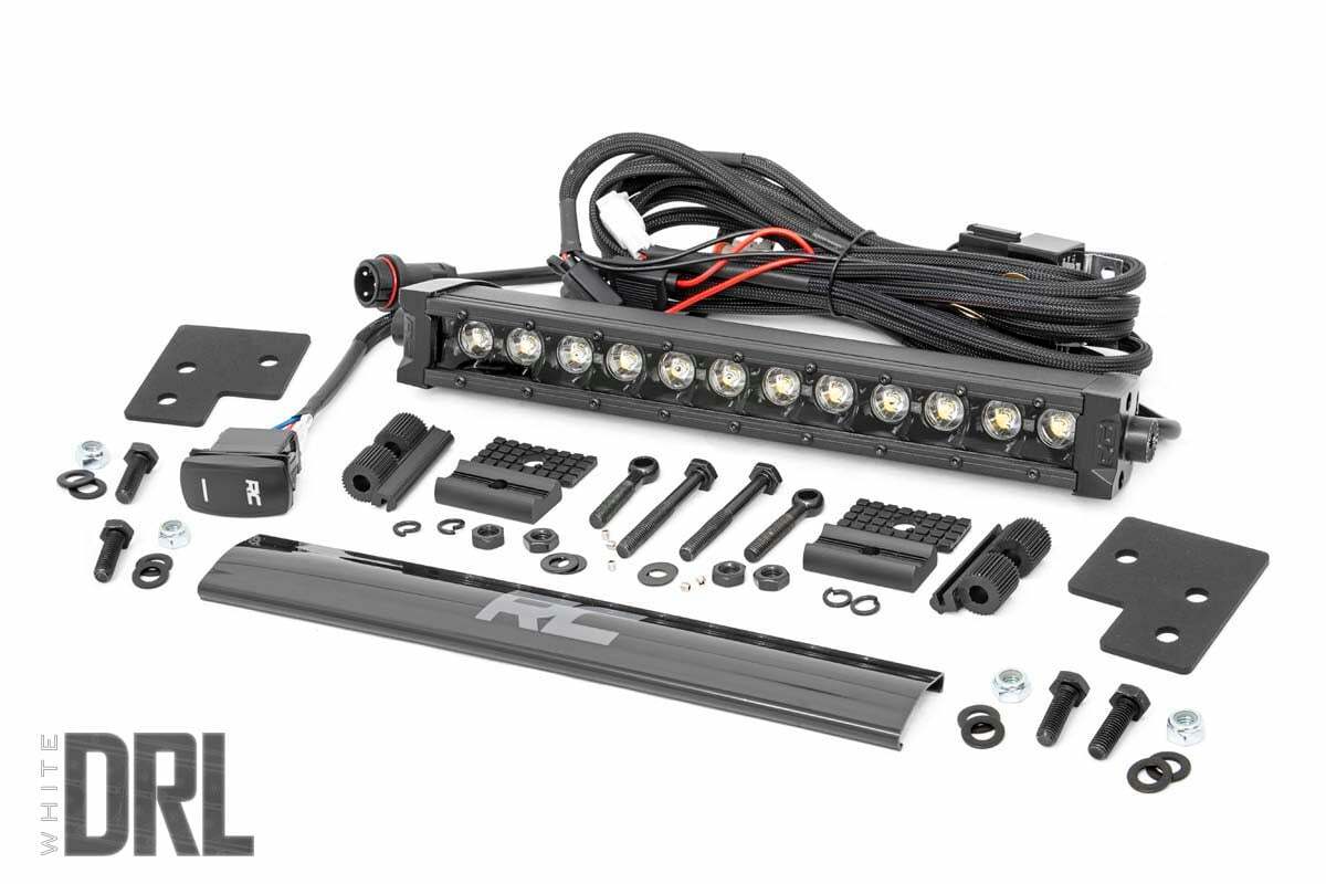 Rough Country - LED Light - Bumper Mount - 12" Black Single Row - White DRL - Polaris Ranger XP 1000 1000 Crew - 93027