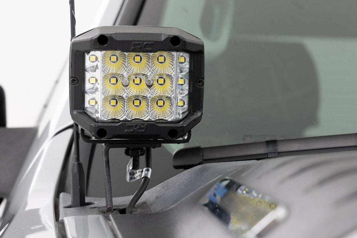 Rough Country - LED Light Kit - Ditch Mount - 2" Black Pair - Spot - Chevy 1500 & Chevy GMC 2500HD 3500HD (07-14) - 71058