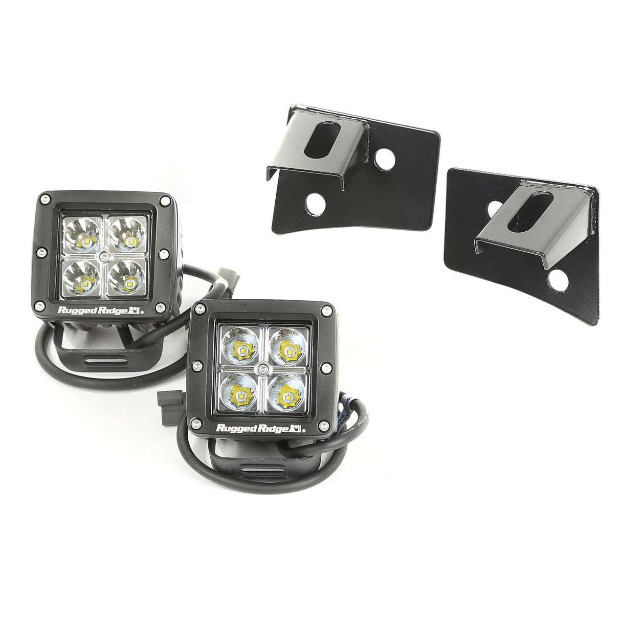 Rugged Ridge - Rugged Ridge 11027.10 Light Kit, Windshield Mounted, Square, Black; 07-18 Wrangler JK - 11027.10