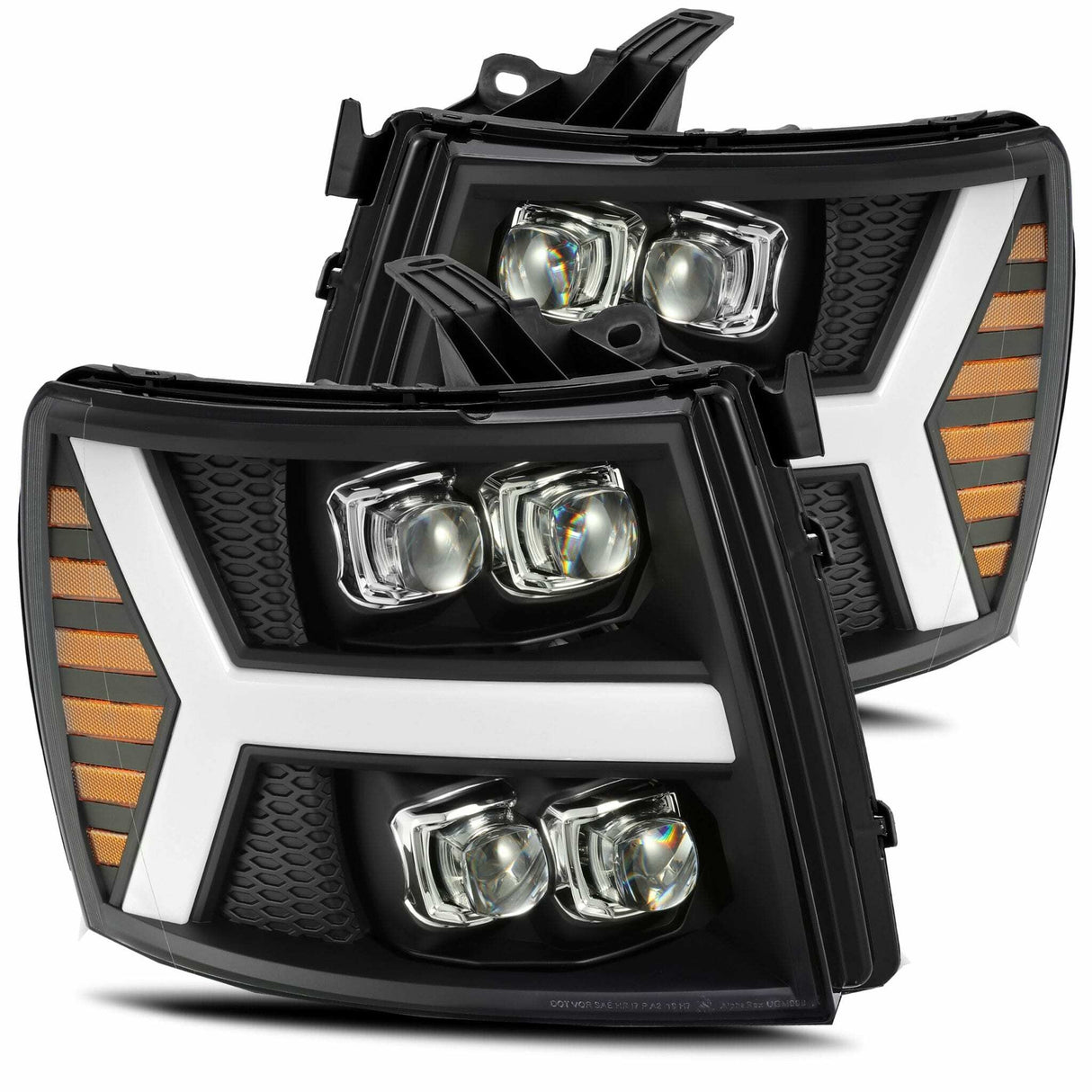 AlphaRex 880209 LED Projector Headlights Plank Style Design Black