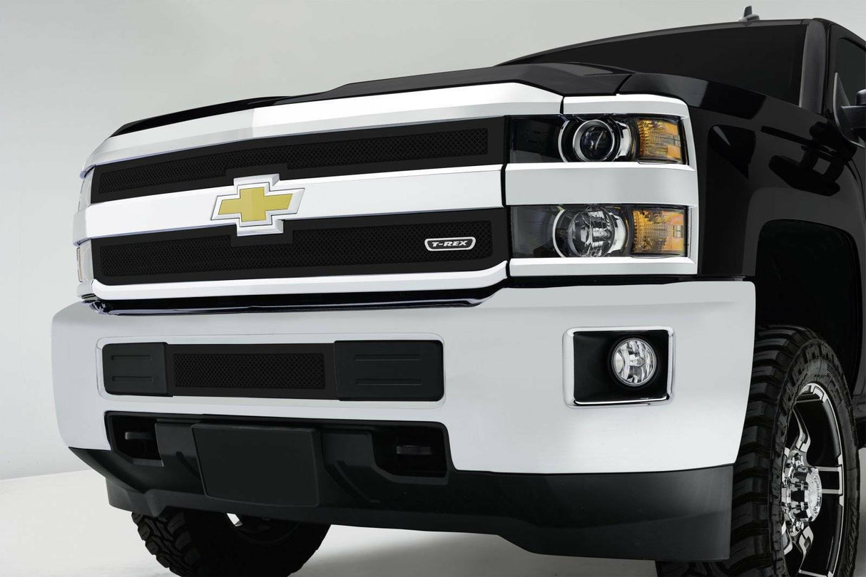 T-Rex Grilles - 2 Pc Small Mesh Mild Steel Upper Class Bumper Grille Overlay - 52122