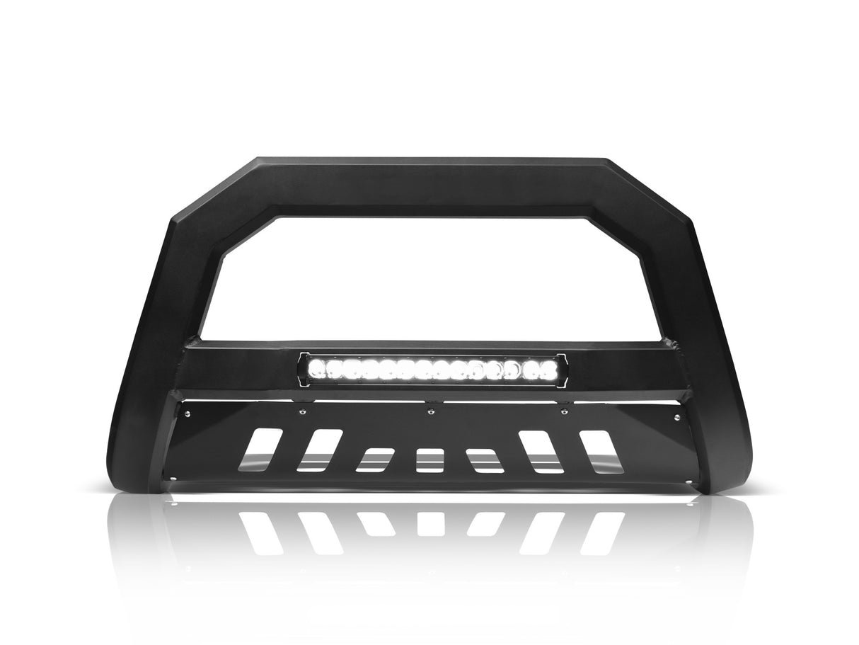 Armordillo 2000-2004 Nissan Frontier AR Series Bull Bar W/LED - Matte Black W/Aluminum Skid Plate