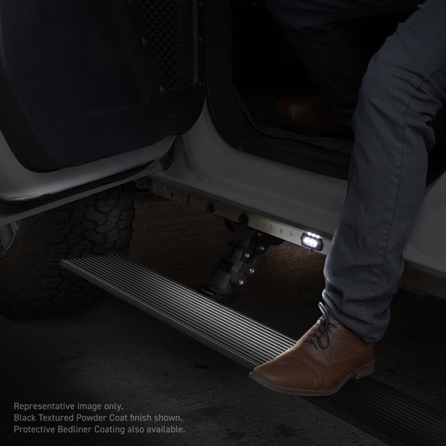 Go Rhino 20410687T - E1 Electric Running Boards With Mounting Brackets - Protective Bedliner Coating