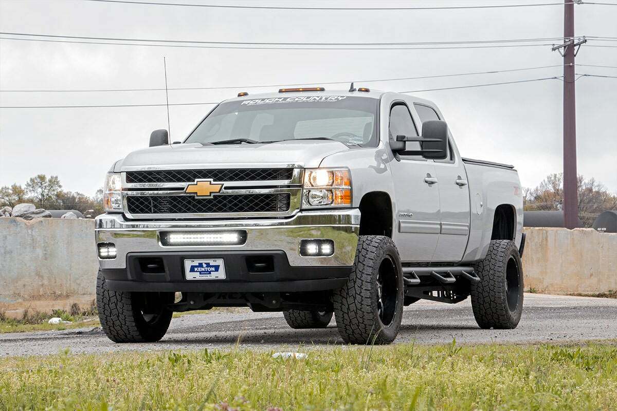 Rough Country - Chevrolet LED Fog Light Kit - Black Series w White DRL (11-14 Silverado HD) - 70628DRL