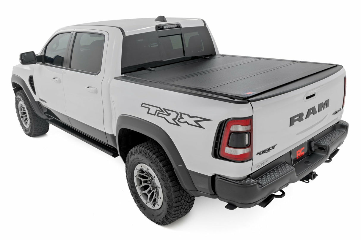 Rough Country - Hard Tri-Fold Flip Up Bed Cover - 5'7" Bed - Ram 1500 (19-23) 1500 TRX (21-23) - 49320550