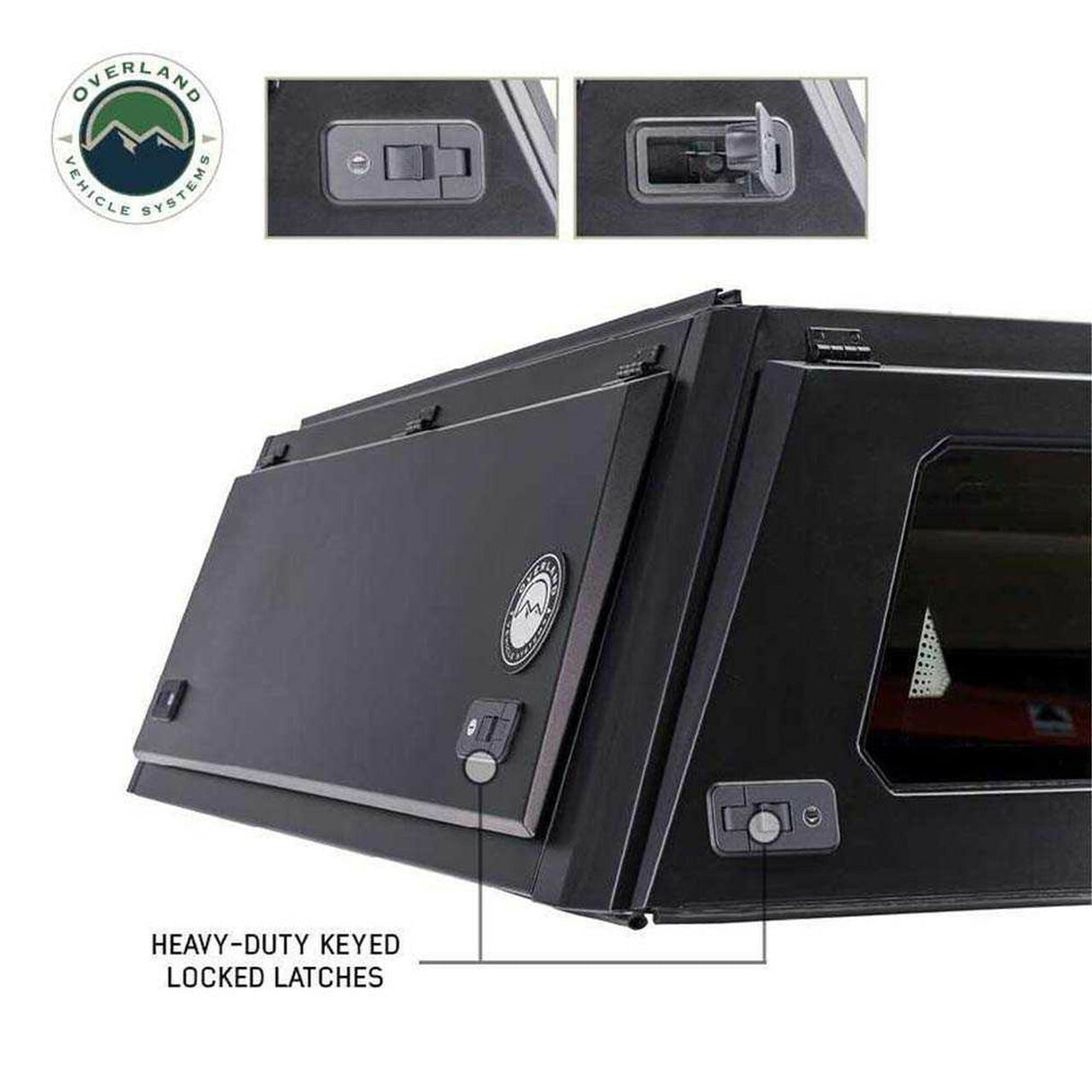 Overland Vehicle Systems - Expedition Truck Cap W/Full Wing Doors, Front and Rear Windows and 3rd Brake Light 17-22 Ford F250/350 6.8 Foot Bed - 70100020