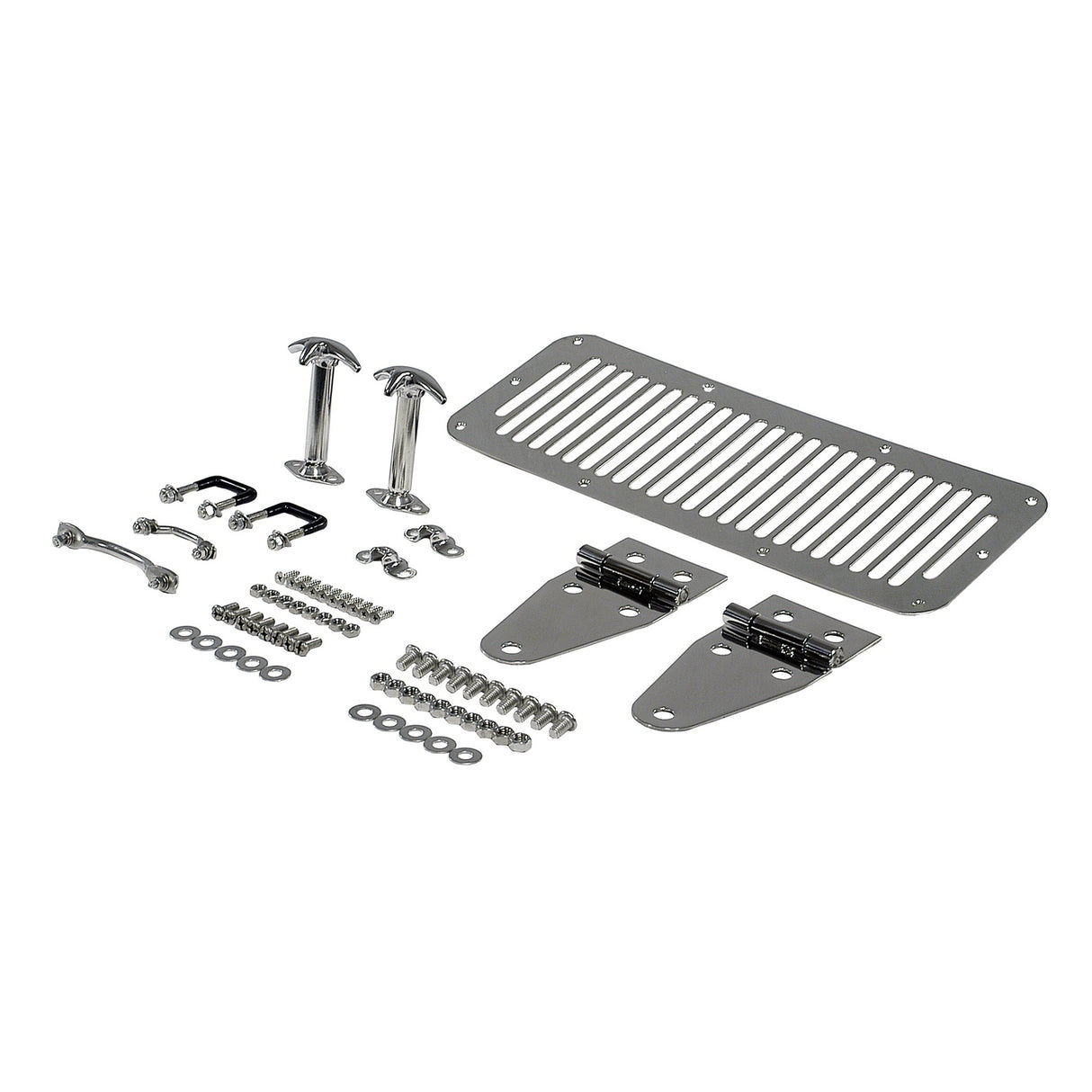 Rugged Ridge - Hood Kit, Stainless Steel; 76-86 Jeep CJ/87-95 Jeep Wrangler - 11101.01
